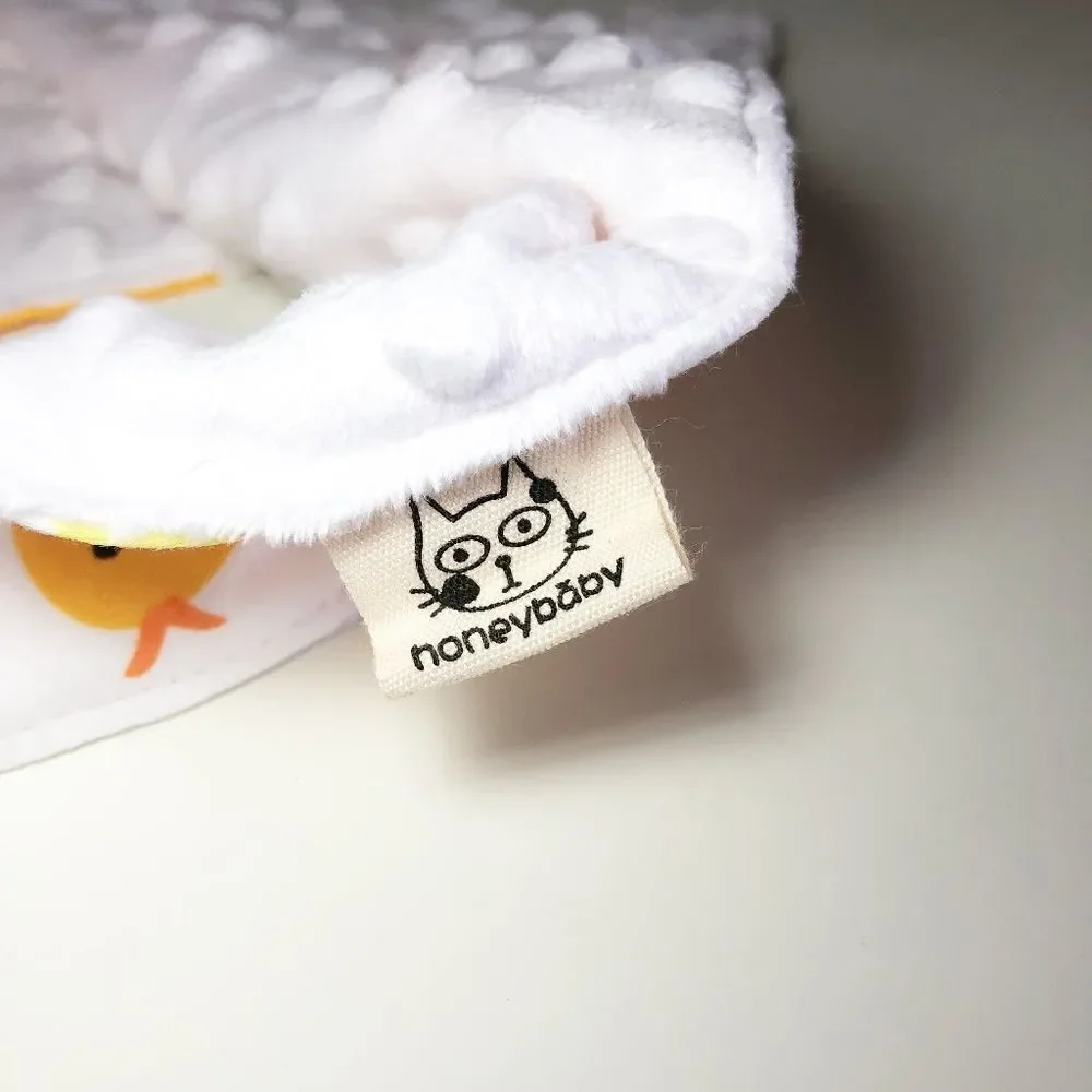 HONEY BABY Bib + Wooden Bunny Toy Duck Printed Gift Set